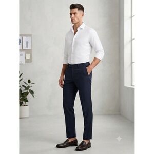 Baglioni Men's Navy Blue Wool Chinos/Dress Pants Versatile Formal Wear Size 48